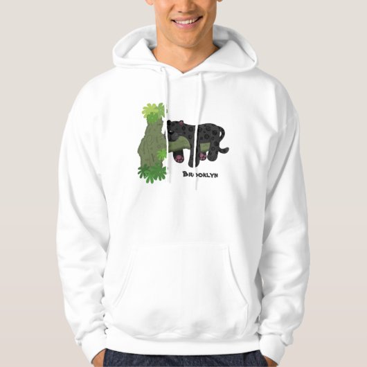Cute jaguar black panther cat cartoon illustratie hoodie (Voorkant)