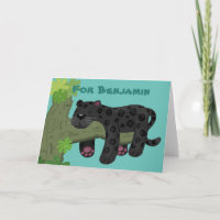 Cute jaguar black panther cat cartoon illustratie