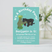 Cute jaguar black panther cat cartoon illustratie kaart (Staand voorkant)