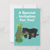 Cute jaguar black panther cat cartoon illustratie kaart (Achterkant)