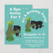 Cute jaguar black panther cat cartoon illustratie kaart (Voorkant / Achterkant)