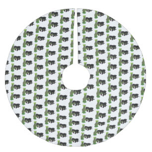 Cute jaguar black panther cat cartoon illustratie kerstboom rok