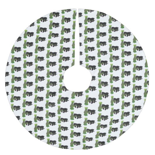 Cute jaguar black panther cat cartoon illustratie kerstboom rok (Voorkant)