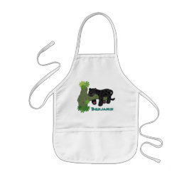 Cute jaguar black panther cat cartoon illustratie kinder schort