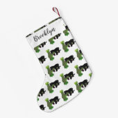 Cute jaguar black panther cat cartoon illustratie kleine kerstsok (Achterkant (Hangend))