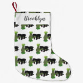 Cute jaguar black panther cat cartoon illustratie kleine kerstsok (Voorkant)