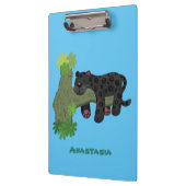 Cute jaguar black panther cat cartoon illustratie klembord (Links)