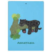 Cute jaguar black panther cat cartoon illustratie klembord (Achterkant)
