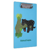 Cute jaguar black panther cat cartoon illustratie klembord (Rechts)