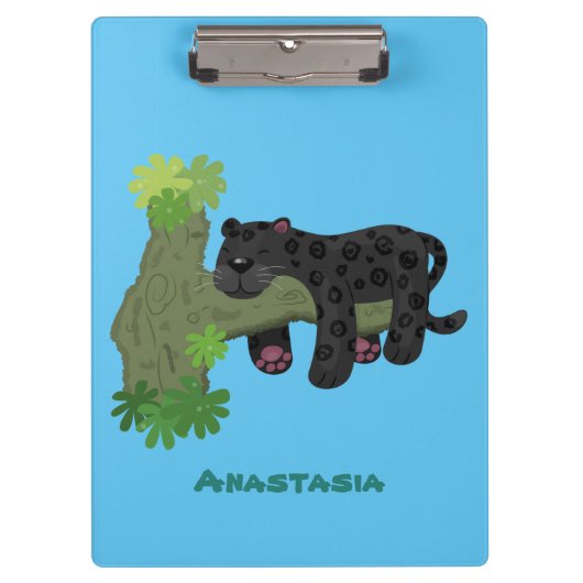 Cute jaguar black panther cat cartoon illustratie klembord (Voorkant)