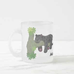 Cute jaguar black panther cat cartoon illustratie matglas koffiemok
