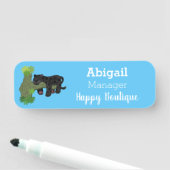 Cute jaguar black panther cat cartoon illustratie naamplaatje (In situ)