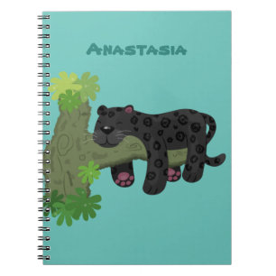 Cute jaguar black panther cat cartoon illustratie notitieboek