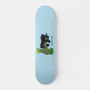 Cute jaguar black panther cat cartoon illustratie persoonlijk skateboard