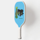 Cute jaguar black panther cat cartoon illustratie pickleball paddle (Links)