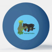 Cute jaguar black panther cat cartoon illustratie pingpongbal (Achterkant)