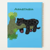 Cute jaguar black panther cat cartoon illustratie planner (Achterkant)