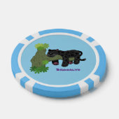 Cute jaguar black panther cat cartoon illustratie poker chips (Enkel)