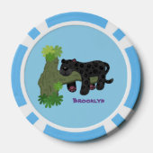 Cute jaguar black panther cat cartoon illustratie poker chips (Achterkant)