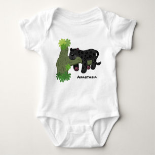 Cute jaguar black panther cat cartoon illustratie romper