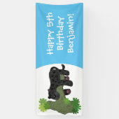 Cute jaguar black panther cat cartoon illustratie spandoek (Verticaal)