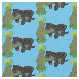 Cute jaguar black panther cat cartoon illustratie stof