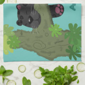 Cute jaguar black panther cat cartoon illustratie theedoek (Gevouwen)