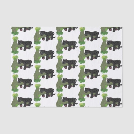 Cute jaguar black panther cat cartoon illustratie tissuepapier (Voorkant)