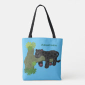 Cute jaguar black panther cat cartoon illustratie tote bag (Achterkant)