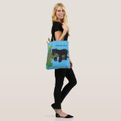 Cute jaguar black panther cat cartoon illustratie tote bag (Op model)