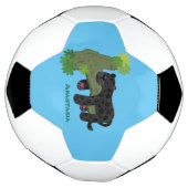 Cute jaguar black panther cat cartoon illustratie voetbal (Gedraaid)