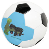 Cute jaguar black panther cat cartoon illustratie voetbal (Drie kwart)