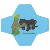 Cute jaguar black panther cat cartoon illustratie voetbal (Enkel)