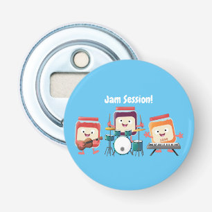 Cute jam Session cartoon Musician humor Button Flesopener