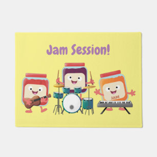 Cute jam Session cartoon Musician humor Deurmat