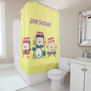 Cute jam Session cartoon Musician humor Douchegordijn