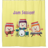 Cute jam Session cartoon Musician humor Douchegordijn (Voorkant)