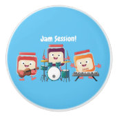 Cute jam Session cartoon Musician humor Keramische Knop (Voorkant)