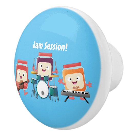 Cute jam Session cartoon Musician humor Keramische Knop (Rechts)