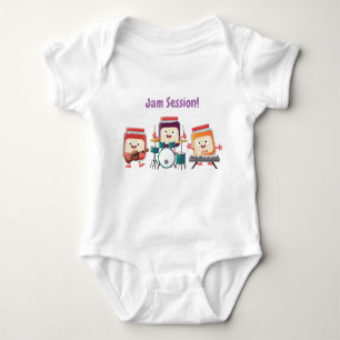 Cute jam Session cartoon Musician humor Romper