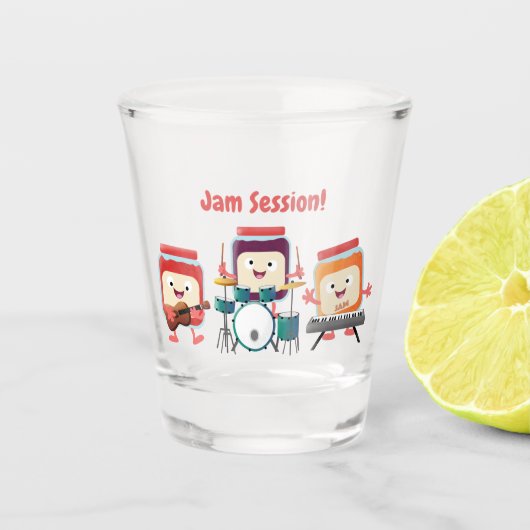 Cute jam Session cartoon Musician humor Shot Glas (Voorkant)