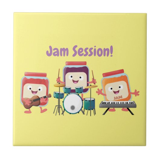 Cute jam Session cartoon Musician humor Tegeltje (Voorkant)
