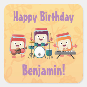 Cute jam Session cartoon Musician humor Vierkante Sticker