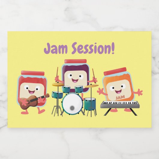 Cute jam Session cartoon Musician humor Voedselcontainer Etiket (Enkel label)