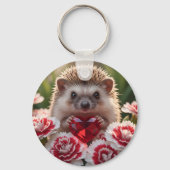 Cute januari egel met granaat hart sleutelhanger (Achterkant)