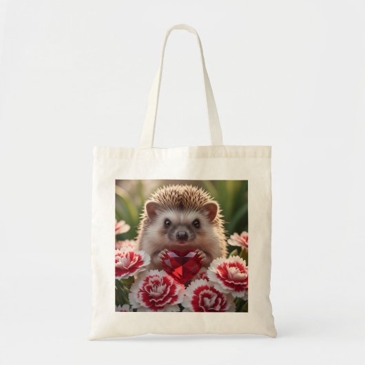 Cute januari egel met granaat hart tote bag (Voorkant)