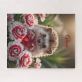 Cute January Hedgehog with Garnet Heart Legpuzzel (Horizontaal)