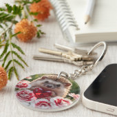 Cute January Hedgehog with Garnet Heart Sleutelhanger (Voorkant Rechts)