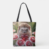 Cute January Hedgehog with Garnet Heart Tote Bag (Achterkant)