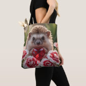 Cute January Hedgehog with Garnet Heart Tote Bag (Dichtbij)